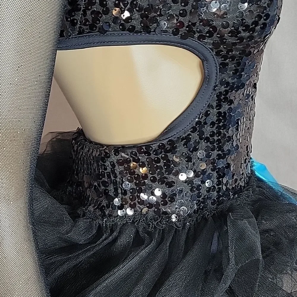 - WEISSMAN Black and Blue Sequined Dance Costume‎ Large Child's